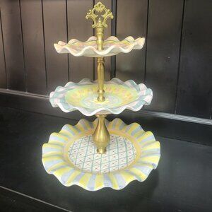 MacKenzie-Childs, Ltd Aurora, New York Multi Colored 3-Tiered Plate